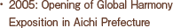 2005: Opening of Global Harmony Exposition in Aichi Prefecture