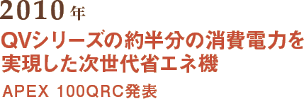 2010年 QVシリーズの約半分の消費電力を実現した次世代省エネ機 APEX 100QRC発表